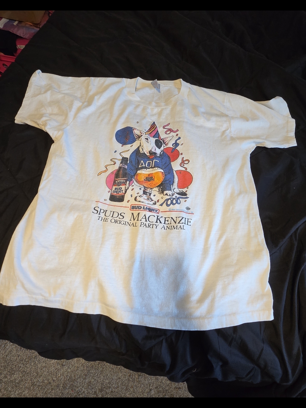 Vintage 1987 Bud Light Spud MacKenzie Party Aninal Dog Shirt, size xl